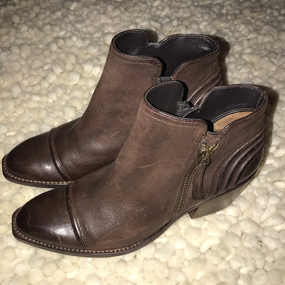 New! Paul Green Diandra Brown Leather Western Women's Ankle Boots 6M